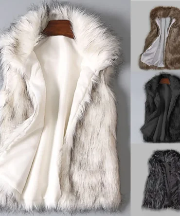 Ladies Vest Women Vest Faux Leather Fur Vest for Women Open Stitch Waistcoat Outerwear Fall Winter Fashion Outerwear for Cold