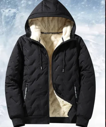 Men's hooded warm short jacket winter zipper pocket jacket outdoor sports and leisure work clothes windproof cotton jacket