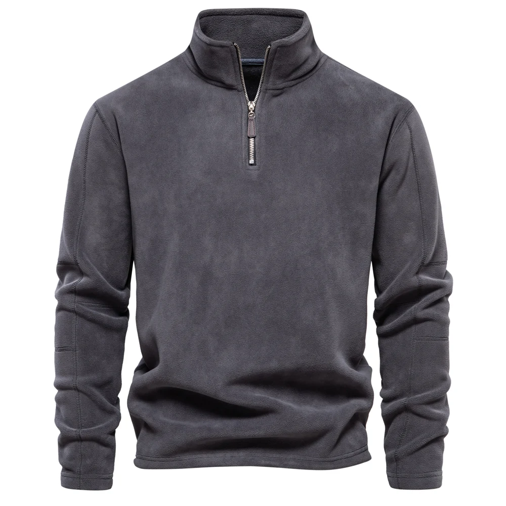 Warm Fleece Jacket for Men Zipper Neck Pullover Men's Sweatshirt Soft Shell Mens Jacket