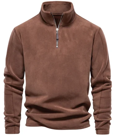 Warm Fleece Jacket for Men Zipper Neck Pullover Men's Sweatshirt Soft Shell Mens Jacket