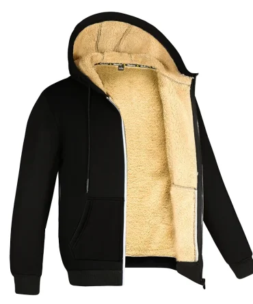 Winter Lambswool Coats Thicken Warm Jackets Long Sleeve Zipper Hoodies Casual Sports Fleece Black Coat Hooded Men Women Jacket
