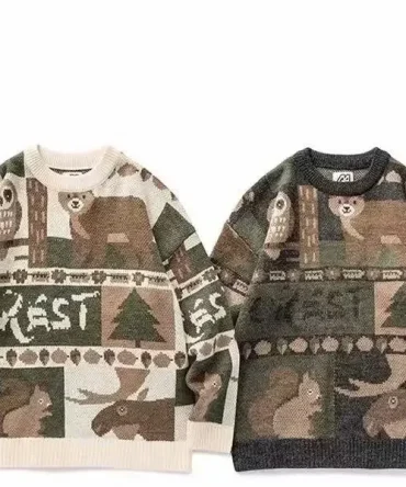 Crew Neck Sweater Women's Style Retro Japanese Design Autumn Winter New Arrival plus Size Slimming Trendy