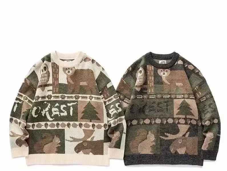 Crew Neck Sweater Women's Style Retro Japanese Design Autumn Winter New Arrival plus Size Slimming Trendy