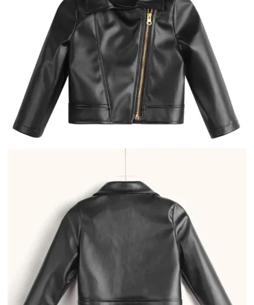 Kid Boys Leather Jacket Solid Color Girls Coats Kids Casual Style Children Jackets Spring Autumn Clothes For Boys